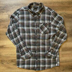 Stanley Casual Button Down Mens Large Gray Plaid Rugged Flannel Shirt